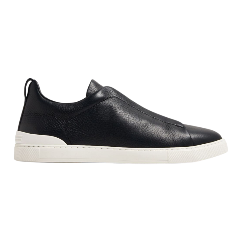 Zegna Navy Blue Deerskin Triple Stitch